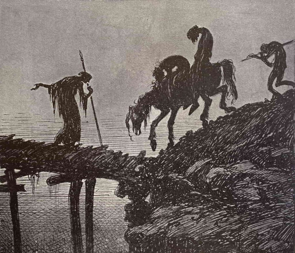 Modgud på Gjallarbroen.